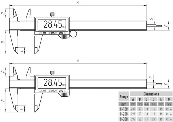 Big screen digital caliper IP54