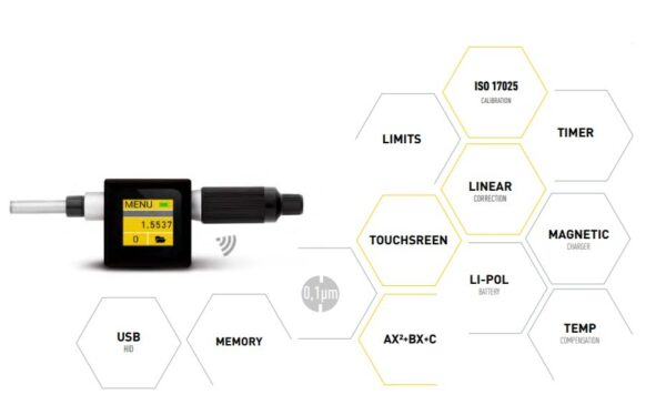 Sub-micron computerized micrometer head (non rotating) Industry 4.0